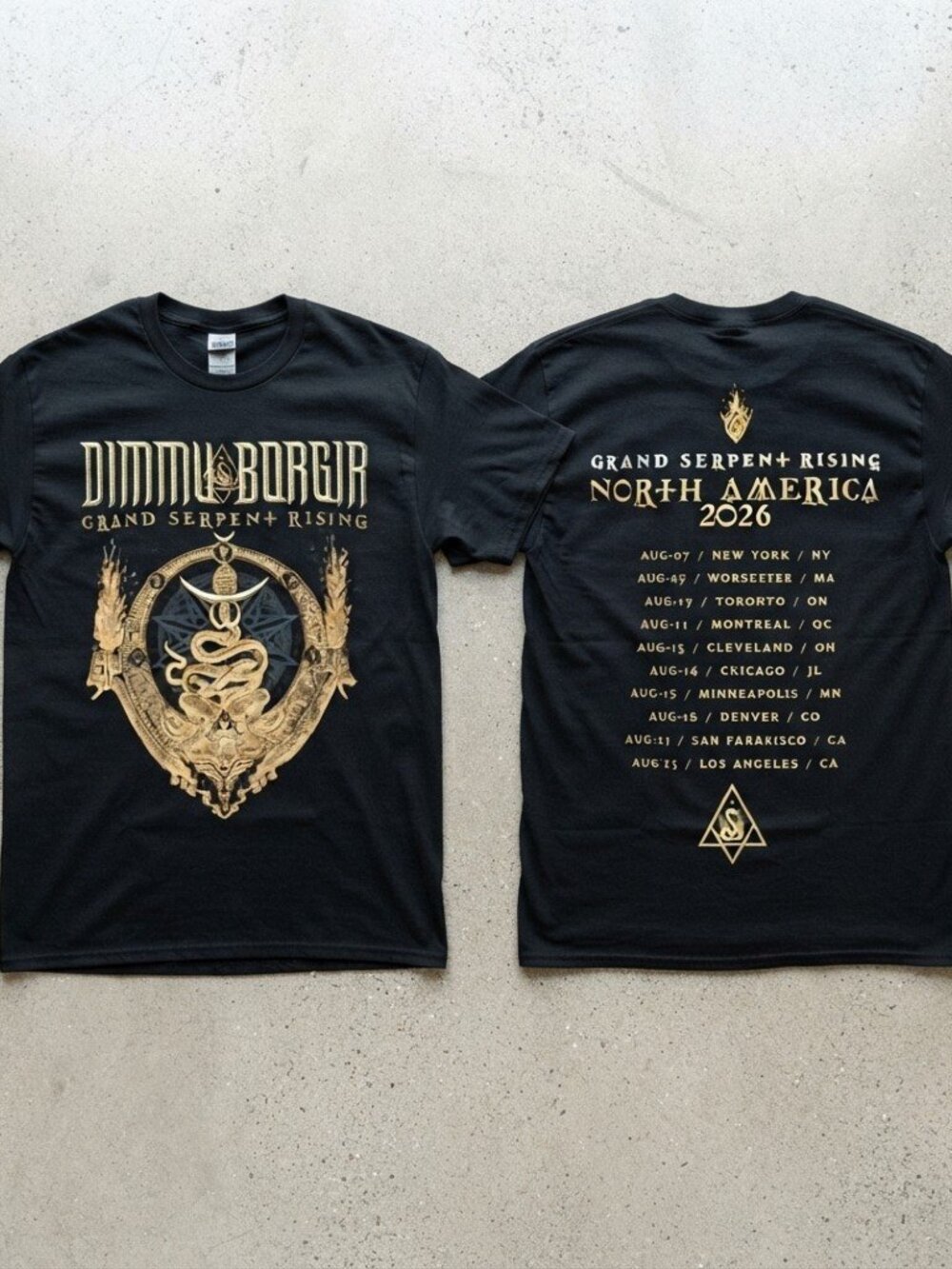 Dimmu Borgir Grand Serpent Rising North America Tour 2026 Black T-Shirt S-4XL